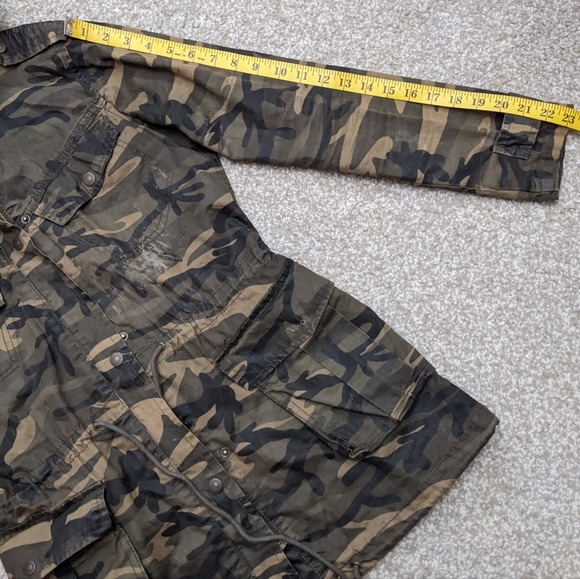 (2/$25) Bluenotes ruched waist drawstring hooded camo jacket (flawed) - Picture 14 of 14